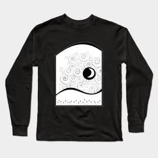 Winter Crescent Moon Landscape Long Sleeve T-Shirt